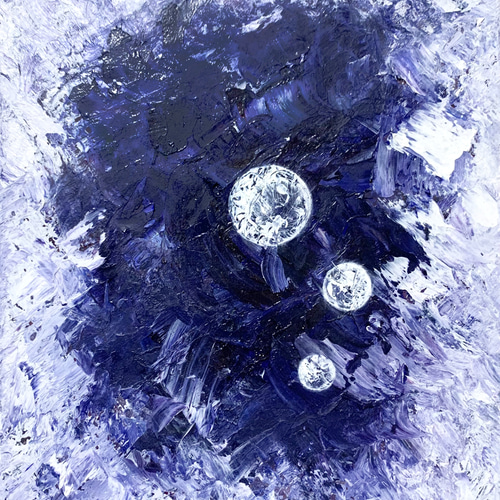 原画 油絵 兆し 光のアート 抽象画 SM/サムホール ネイビー×ブルー
