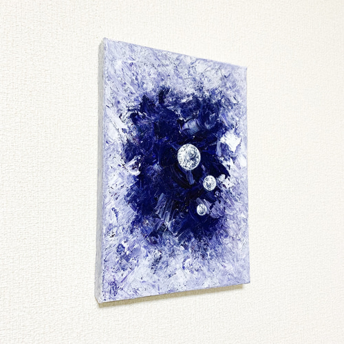 原画 油絵 兆し 光のアート 抽象画 SM/サムホール ネイビー×ブルー