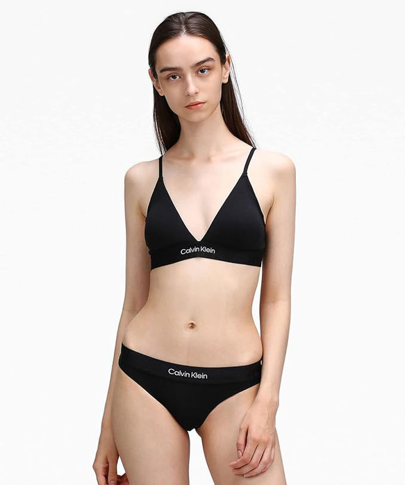 カルバンクライン コットン ブラ＆ショーツセット レーディース ブラック/ M Calvin Klein（カルバン・クライン） 下着 ブラ＆ショーツ 上下セット