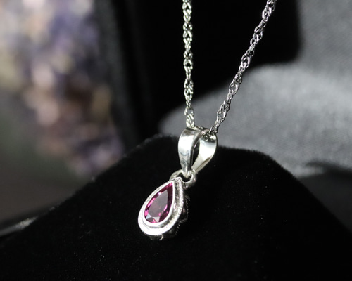 【高品質】ガーネット　ペンダント　S925 天然ロードライトガーネット0.40カラットのシルバーペンダント ペア