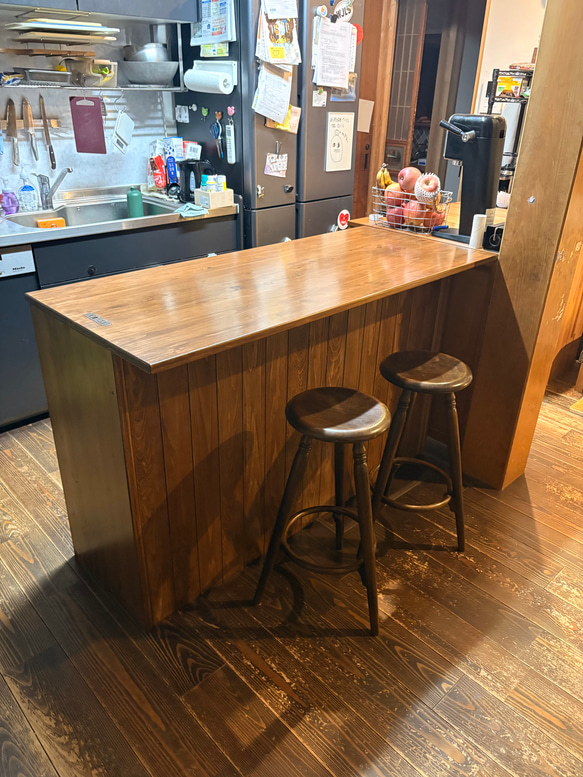 桧カウンターテーブル 棚4段+1 ☆1台限定割引価格☆ ダイニング