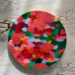 油彩画 原画「空 その7」丸形アートパネル 直径30cm インテリア 絵画