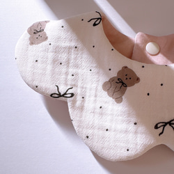 韓国生地 リボンドット×くまさん 花びらスタイ もくもくスタイ 出産