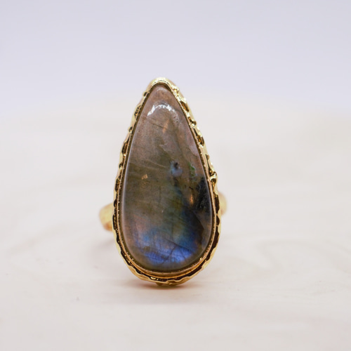 天然石 ラブラドライト リング Brass Ring 指輪 14号 指輪・リング