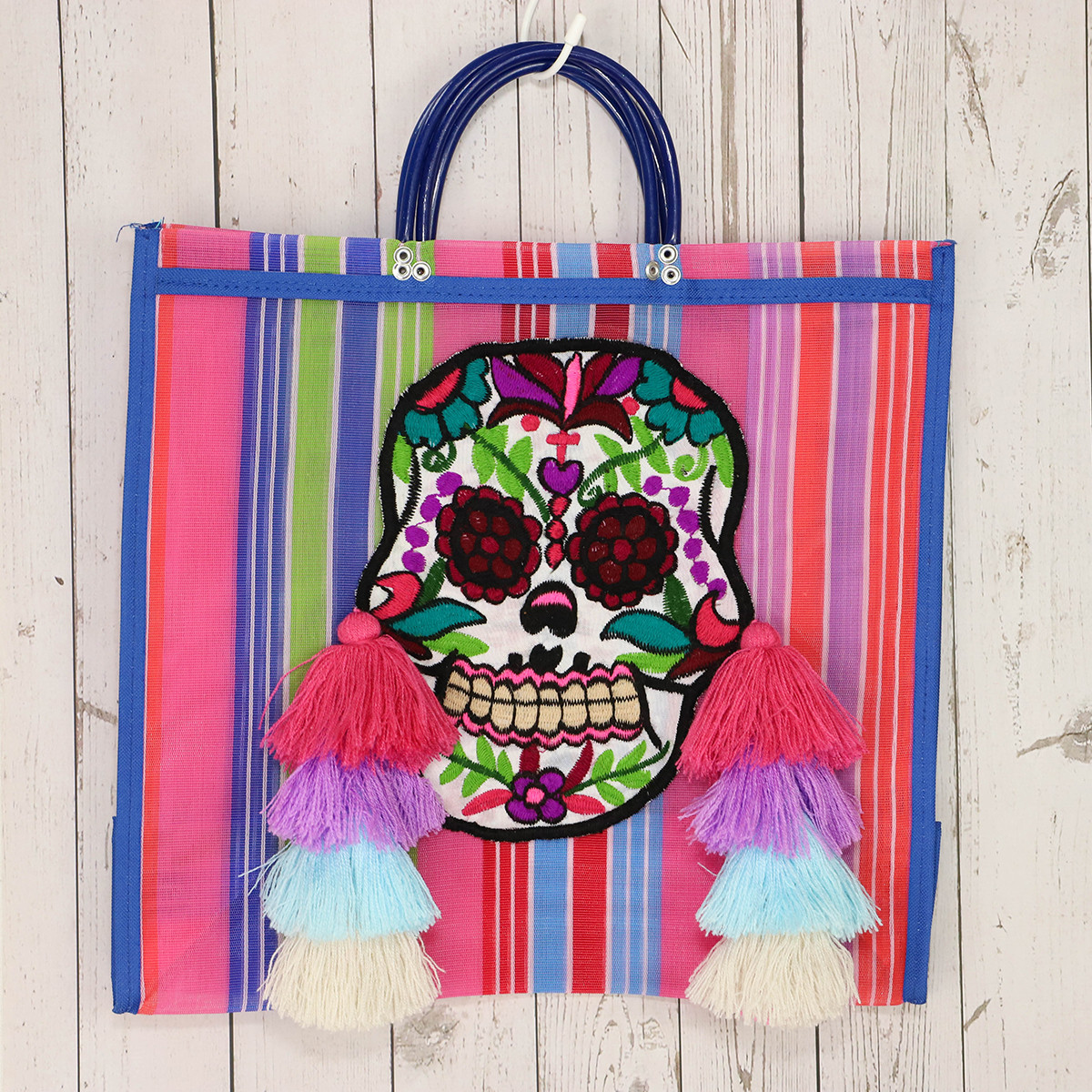 メキシコ製 メルカド メッシュトートバッグ カラベラ マチ付き 011
