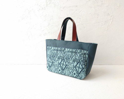 ミナペルホネン symphony[ライトブルー]と帆布 トートバッグ トート