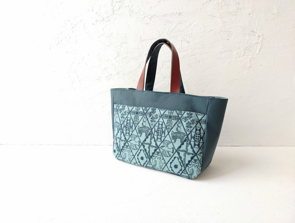 ミナペルホネン symphony[ライトブルー]と帆布 トートバッグ トート