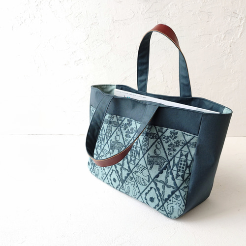 ミナペルホネン symphony[ライトブルー]と帆布 トートバッグ トート