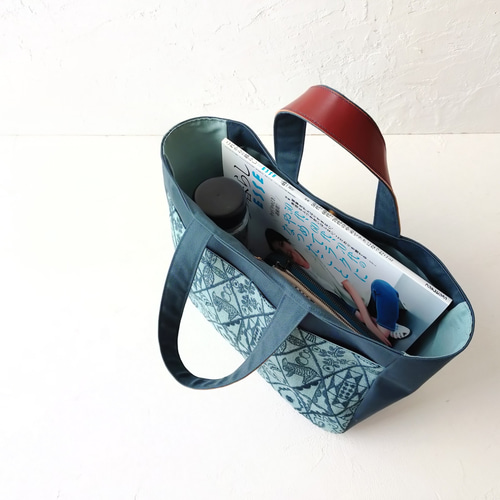 ミナペルホネン symphony[ライトブルー]と帆布 トートバッグ トート