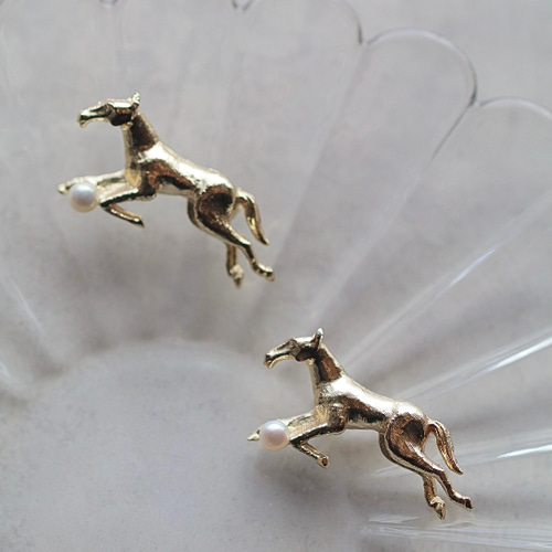 2点限定】馬モチーフパールブローチ ヴィンテージ 淡水真珠 4cm