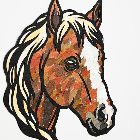 ちぎり絵×切り絵】原画アート 『hor-se（馬）』 絵画 紙のおくりもの