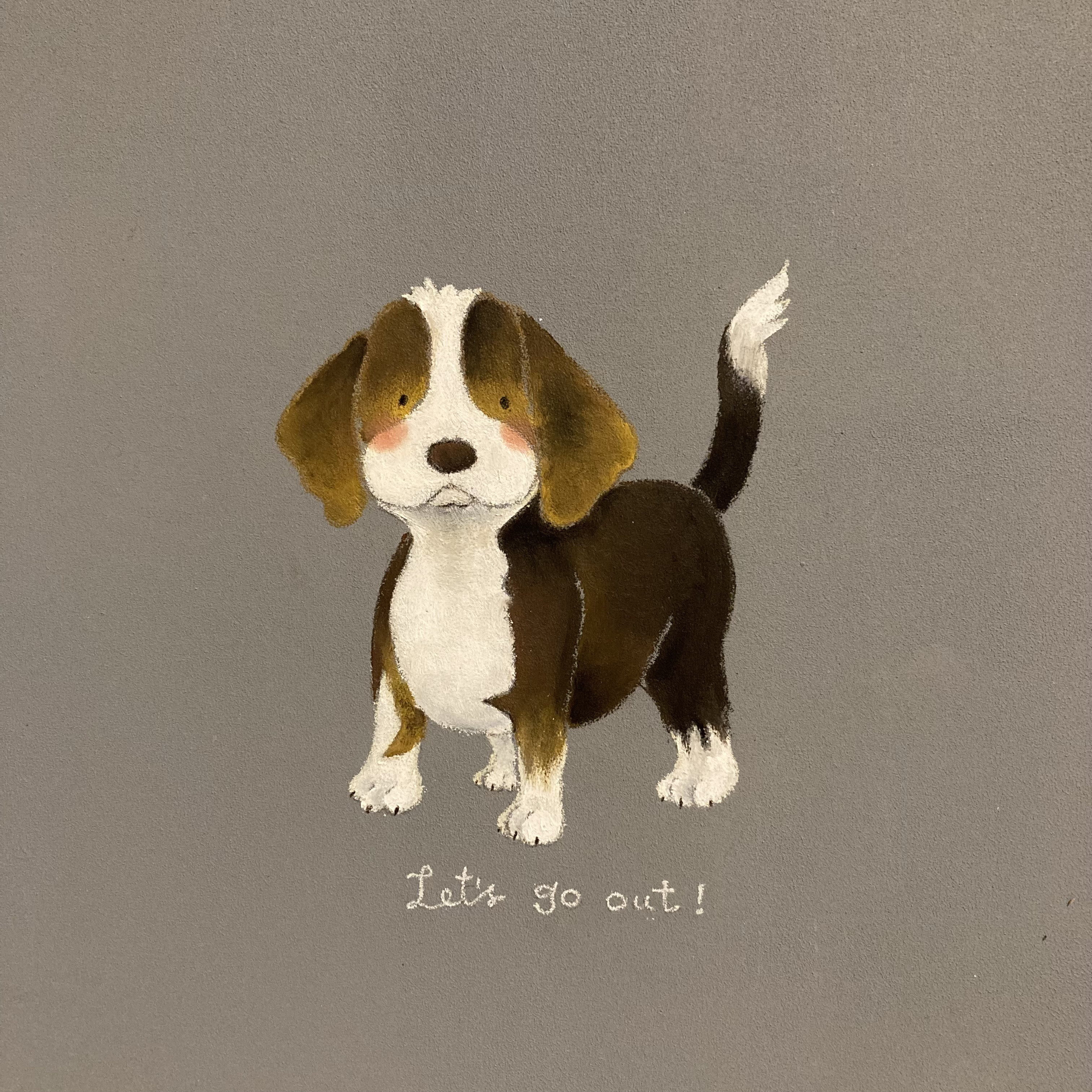 大切な愛犬をイラストに！完全オーダー品　選べるメッセージ（オリジナル可）A4 ＊ペットイラスト【チョークアート原画】