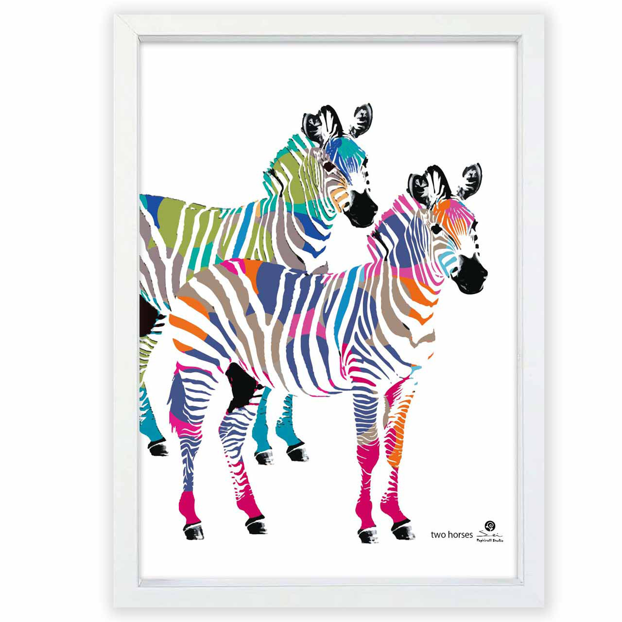 ふたりの馬　ウマ　送料無料　あらゆるお部屋のポスター　イラスト　アートポスター　アート/sei検索新着順　3879