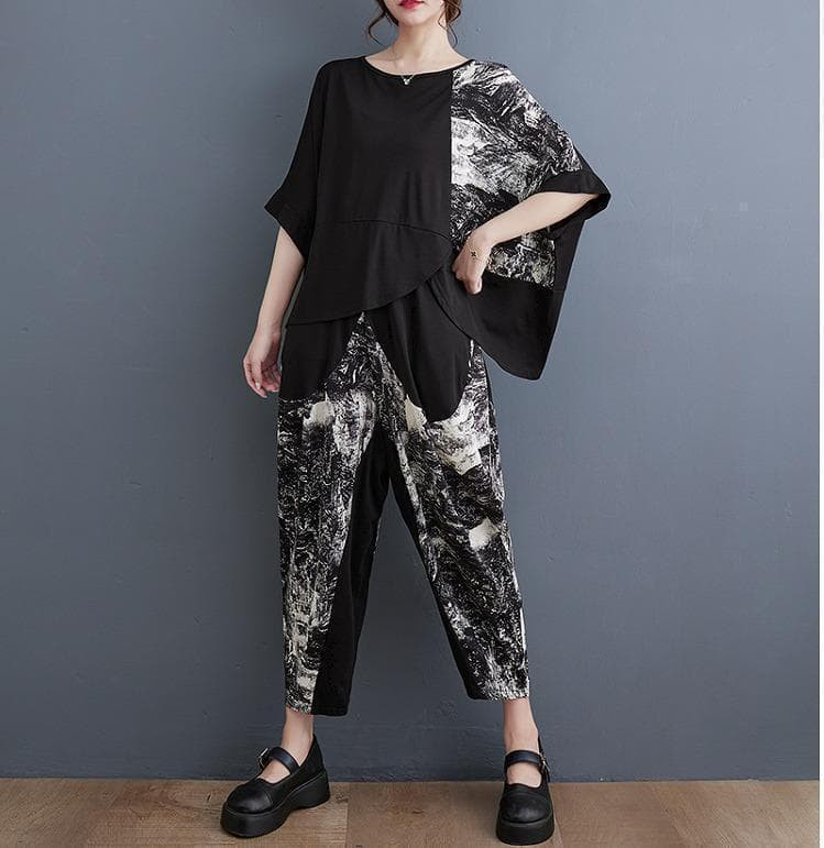 大きいサイズ レディース セットアップ　パンツ　トップス　春夏 秋 新品 半袖