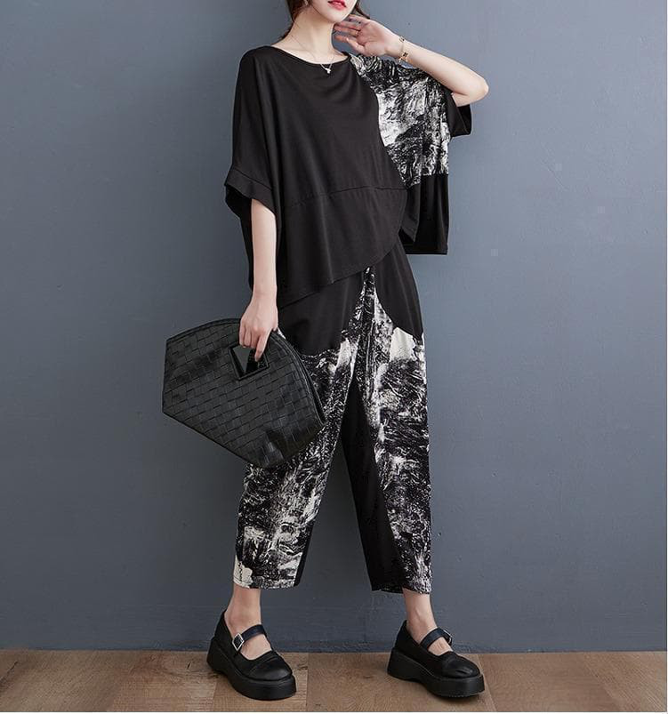 大きいサイズ レディース セットアップ　パンツ　トップス　春夏 秋 新品 半袖