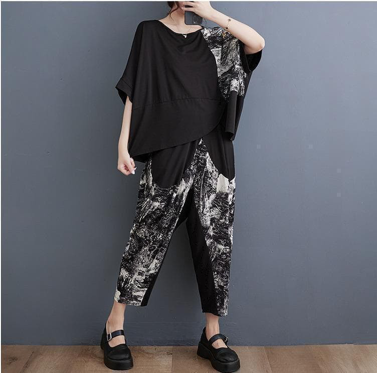 大きいサイズ レディース セットアップ　パンツ　トップス　春夏 秋 新品 半袖