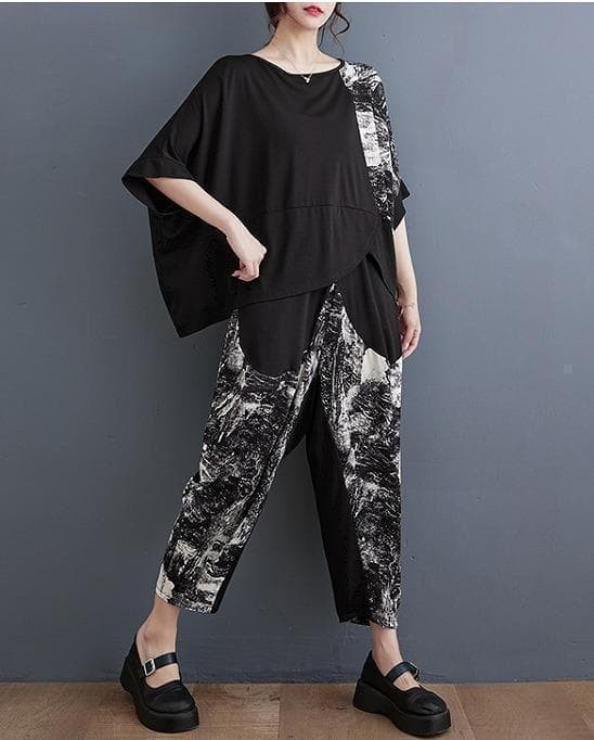 大きいサイズ レディース セットアップ　パンツ　トップス　春夏 秋 新品 半袖