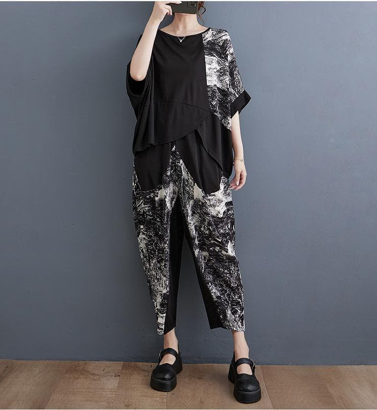 大きいサイズ レディース セットアップ　パンツ　トップス　春夏 秋 新品 半袖