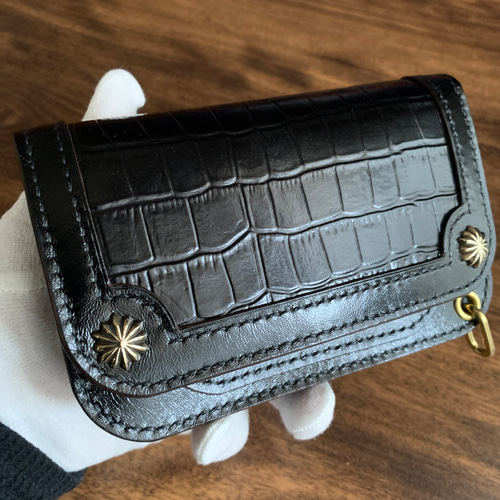 トラッカーウォレット クロコ型押し 長財布（メンズ） yumemaru.l 通販