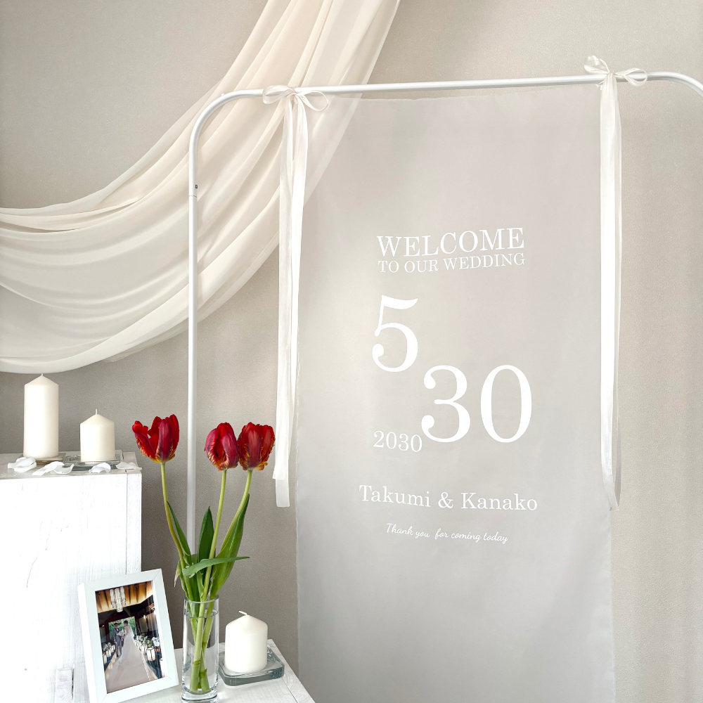 ホワイト/シアーウェディングタペストリー/ウェルカムタペストリー/オーガンジー／シースルー