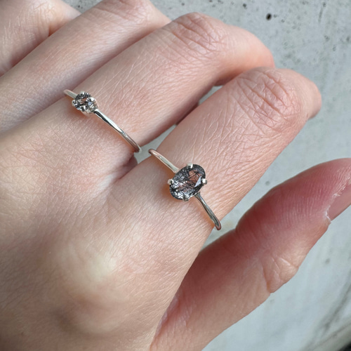 ブラックトルマリンインクォーツ オーバルリング 4×6mm｜シルバー925