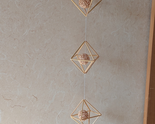 #Nollaヒンメリ⑨　北欧モビール 　民芸品　北欧インテリア　観葉植物 しめ縄 nolla_hinmmeri 麦わらヒンメリ 北欧モビール 縁起物飾り 伝統工芸品