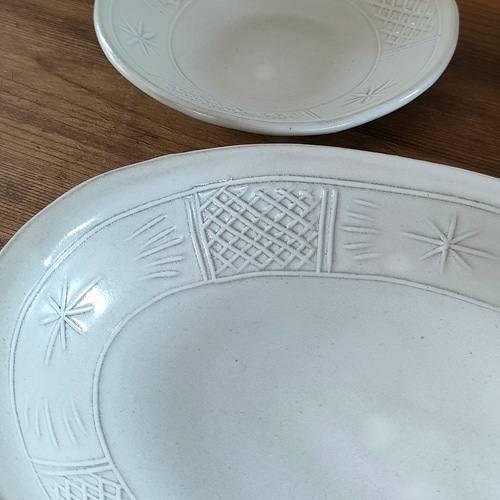 益子焼　３点セット ほっこりかわいい益子焼3点セット 大皿 陶房くめ 通販 20270681