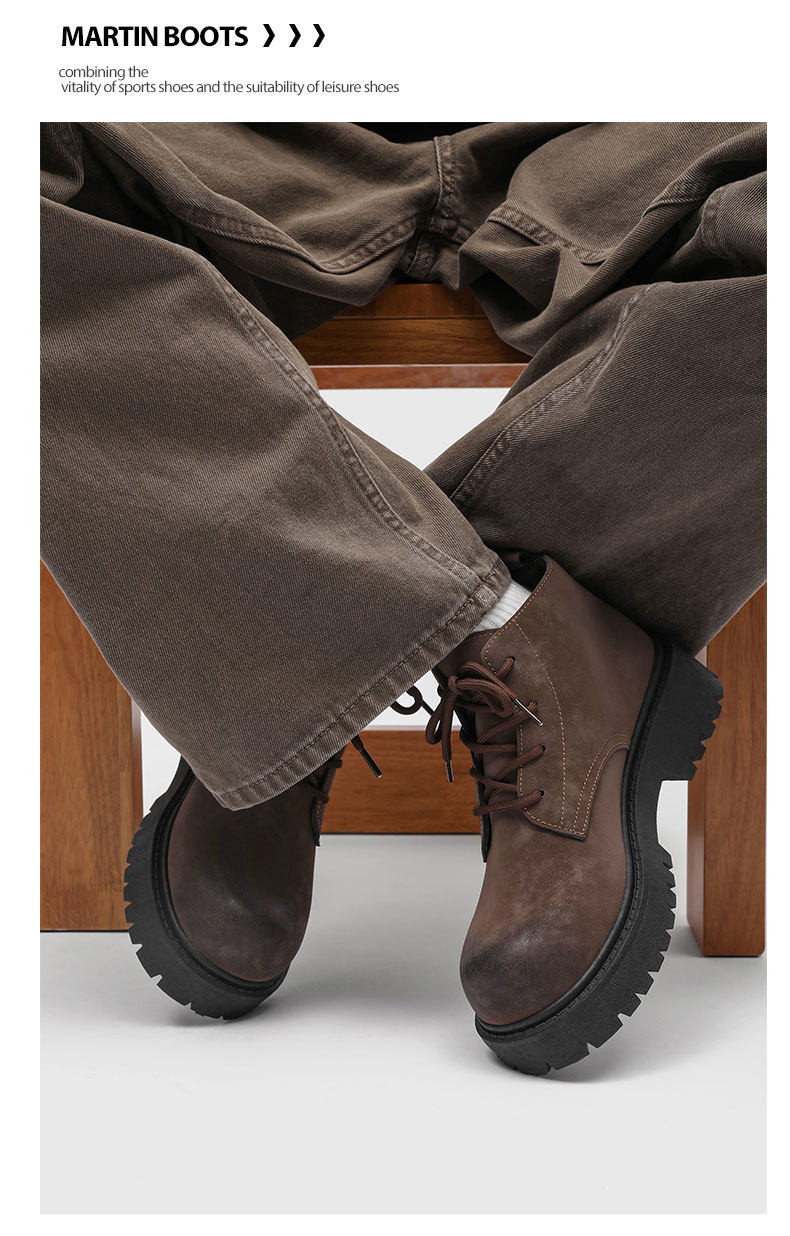 2026 冬 男性マーティンブーツ 加毛暖かい アメリカンレトロ風 厚底ビッグトゥ カジュアルデビーワーク靴