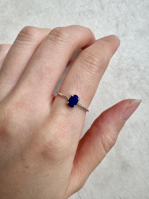 ラピスラズリ オーバルリング 4×6mm｜シルバー925 天然石 指輪｜12月誕生石・幸運のお守り 9枚目の画像