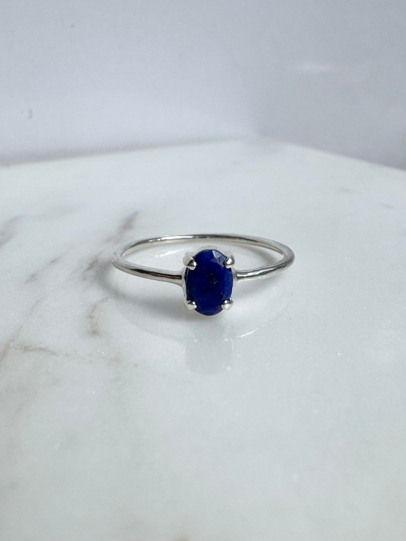 ラピスラズリ オーバルリング 4×6mm｜シルバー925 天然石 指輪｜12月誕生石・幸運のお守り 4枚目の画像