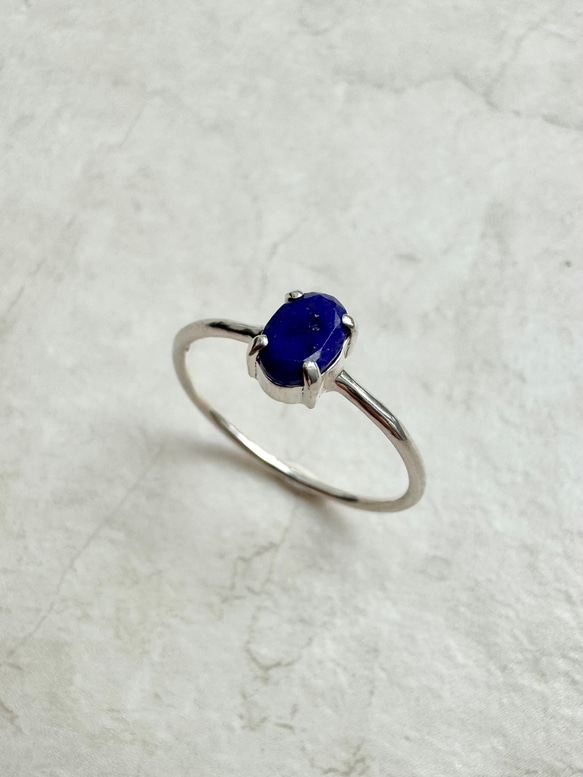 ラピスラズリ オーバルリング 4×6mm｜シルバー925 天然石 指輪｜12月誕生石・幸運のお守り 1枚目の画像
