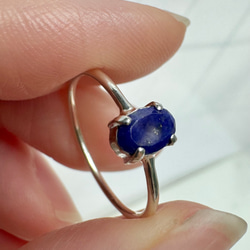 ラピスラズリ オーバルリング 4×6mm｜シルバー925 天然石 指輪｜12月誕生石・幸運のお守り 14枚目の画像