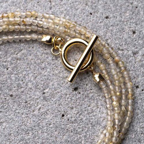 ゴールドルチルクォーツ 天然石アクセサリー シンプル ロング