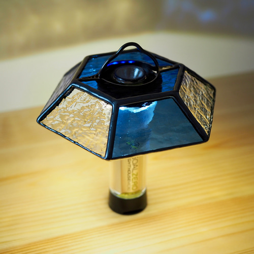 ステンドグラス製ランタンシェード／ゴールゼロ対応／LEDランタン