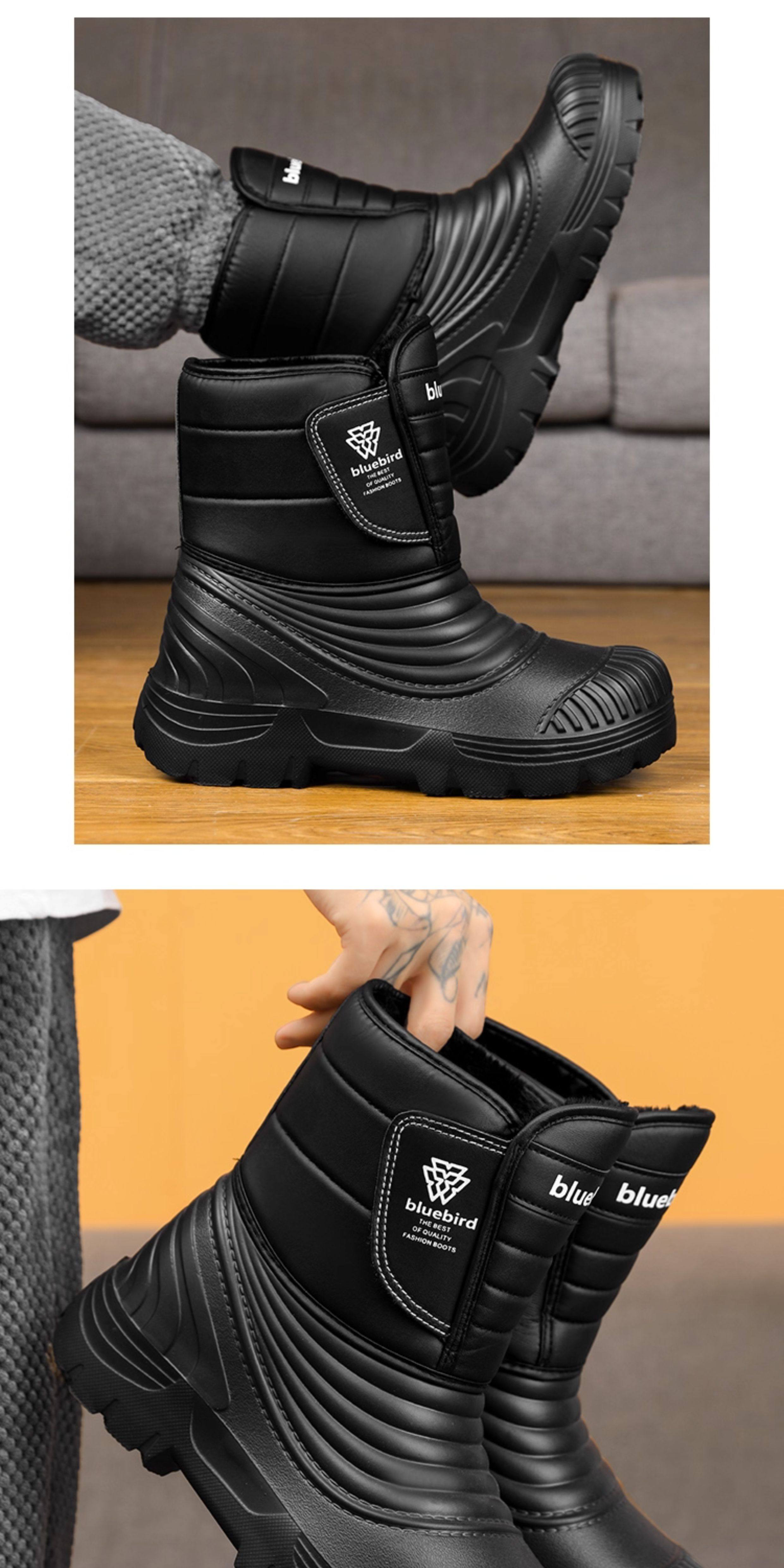 メンズスノーブーツ マイナス 40℃対応 皮毛一体 加绒加厚 防寒防滑 大きいサイズ 厚底パンブーツ