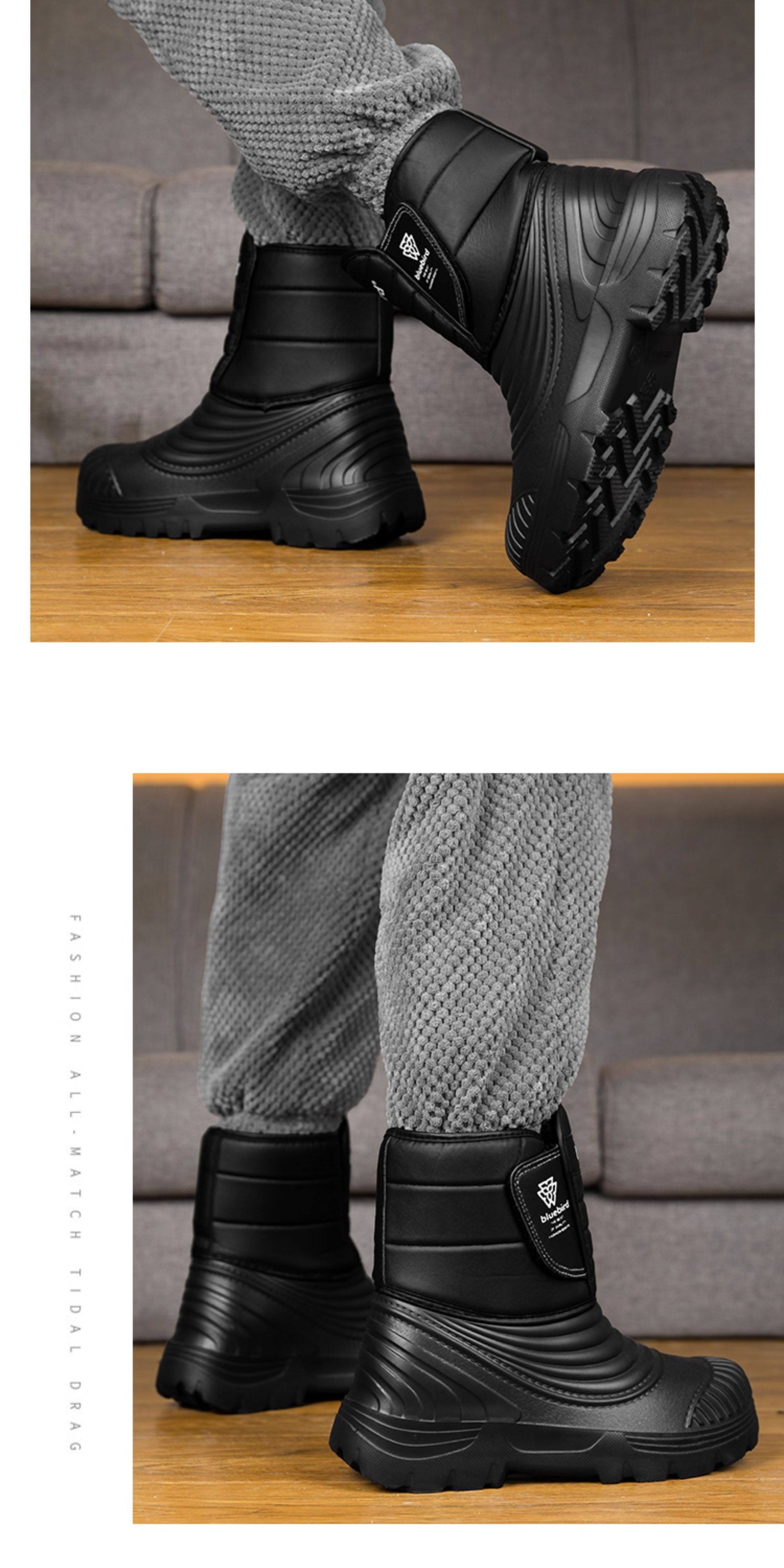 メンズスノーブーツ マイナス 40℃対応 皮毛一体 加绒加厚 防寒防滑 大きいサイズ 厚底パンブーツ