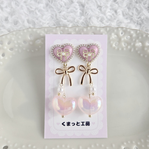 ちゅるんと可愛いハートのピアス/イヤリング ガーリー ロリータ ハート