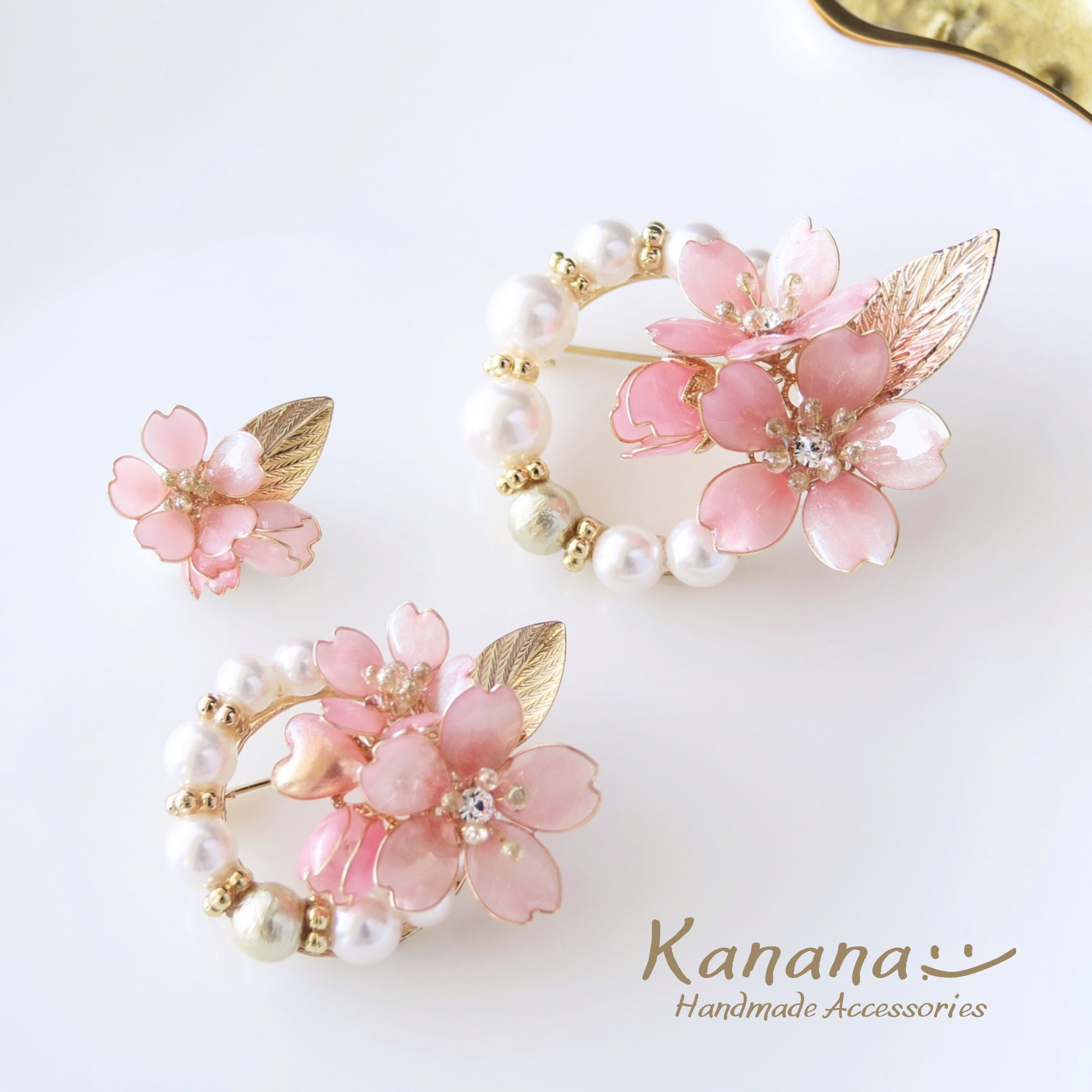 【家族3点セット／女の子】家族で迎えるハレの日に 桜のブローチとタックピン 卒業式 入学式 卒園式 入園式 桜 親子