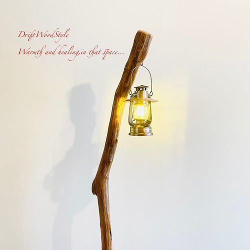 曲線を描く天然流木のランプスタンド 置物 北欧 照明 ランタン N4 流木