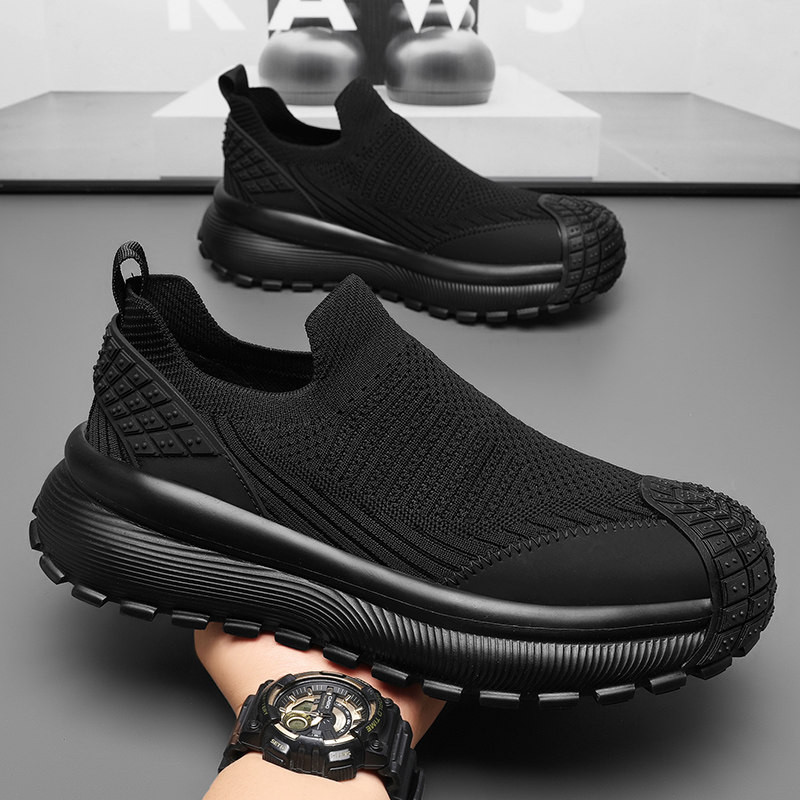 メンズ 冬新作 メッシュシューズ 一脚蹬 アウトドア スポーツカジュアル 軟底增高 軽量