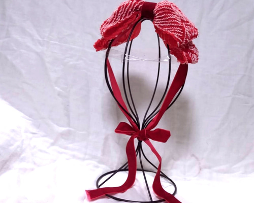 90】七五三 帯揚げ 赤顎紐リボン付き 髪飾り ヘッドドレス 雛祭り 成人