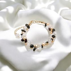 一点限定品【14kgf】ホワイトムーンストーン × スギライト × オレンジバロックパールブレスレット＆ピアスセットWT 9枚目の画像