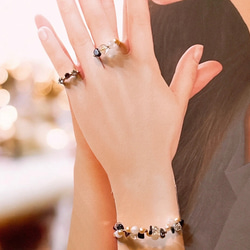 一点限定品【14kgf】ホワイトムーンストーン × スギライト × オレンジバロックパールブレスレット＆ピアスセットWT 19枚目の画像