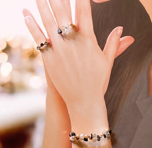 一点限定品【14kgf】ホワイトムーンストーン × スギライト × オレンジバロックパールブレスレット＆ピアスセットWT 19枚目の画像