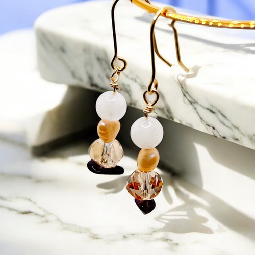 天然石ブレスレット　ピアス　お取り置き 彩りハンドメイド天然石アクセサリーよくばり5点(ピアス3点