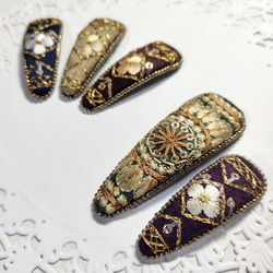 大人可愛い ミモザ刺繍パッチンピン ミモザパッチン留め ヘアピン