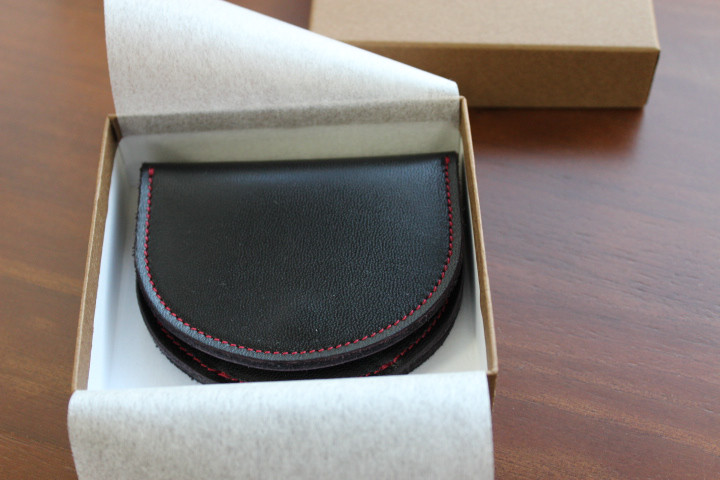 春造　馬蹄型小銭入れ　スムース革（ステッチブラック）