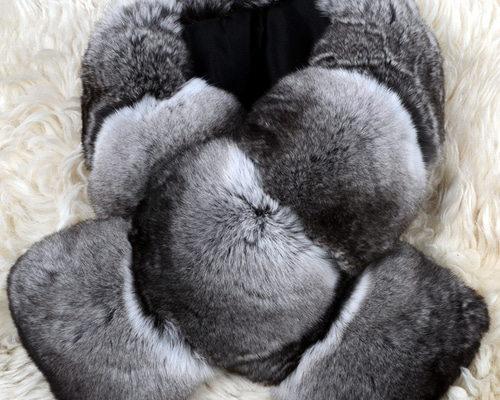 毛皮の女王』至福の肌触りチンチラのマフラー(原色）染色無し/毛皮