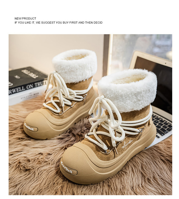 メンズ 冬新作 スノーブーツ 本革防水 ファー一体型 裏起毛厚手 防寒