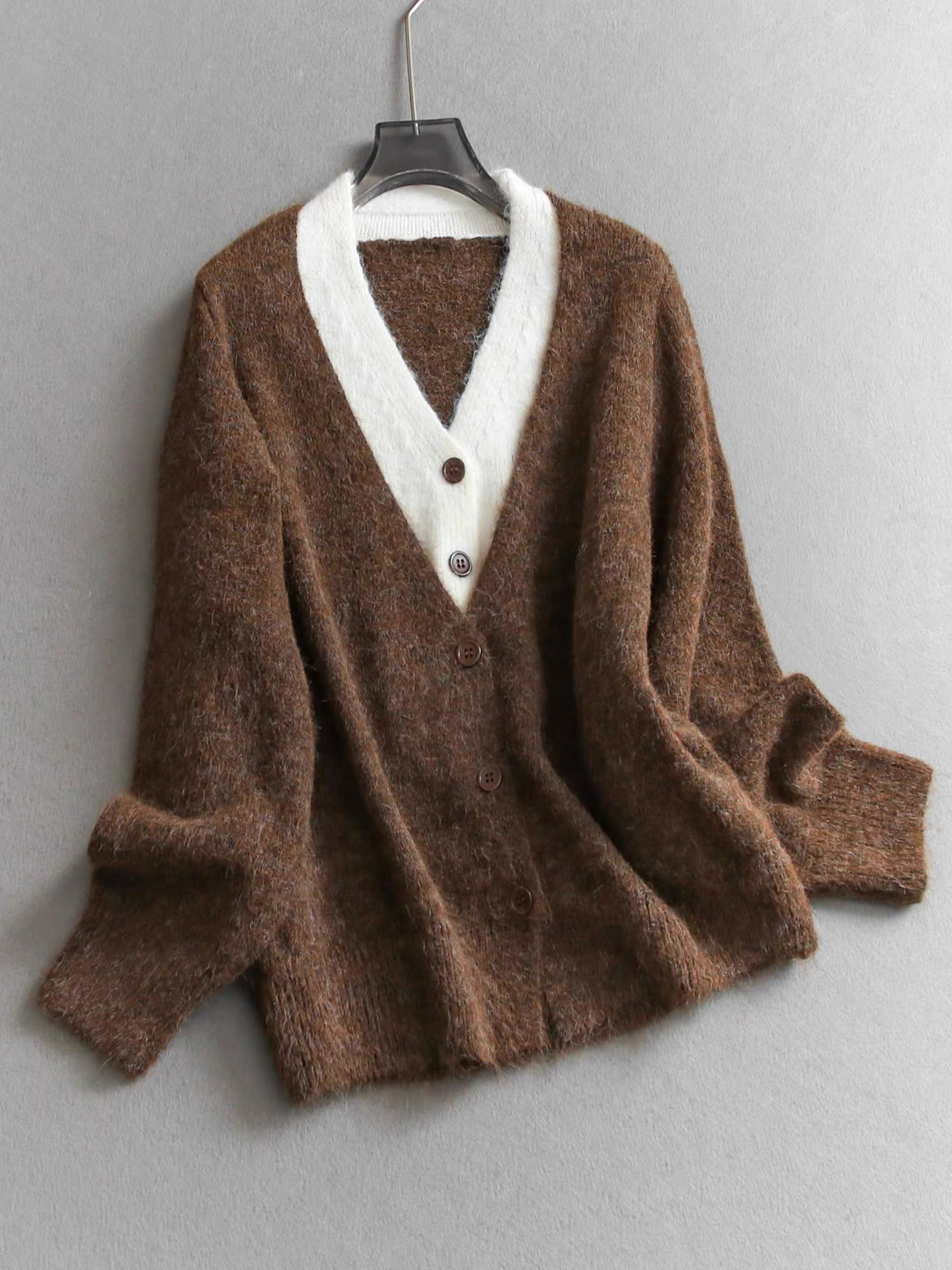 秋冬  ニットカーディガン     レディース    長袖